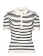 Rib Knit Striped Ss Rugger Tops T-shirts & Tops Polos Cream GANT