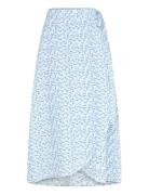 Peony Wrap Skirt Knelangt Skjørt Blue A-View