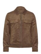 Suede-Effect Jacket With Zip Tynn Jakke Skalljakke Brown Mango