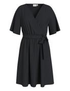 Vijosa 2/4 Wrap Dress Knelang Kjole Black Vila