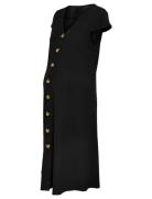 Olmnella S/S Knee Button Dress Jrs Knelang Kjole Black Only Maternity