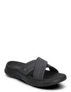 Womens Go Walk Flex Sandal Flate Sandaler Black Skechers