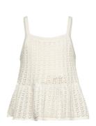 Openwork Knit Top Tops T-shirts Sleeveless Cream Mango