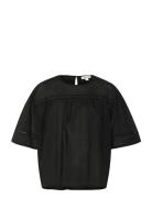 Slamona Blouse Ss Tops Blouses Short-sleeved Black Soaked In Luxury