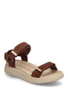 Line Suede Flate Sandaler Brown WODEN