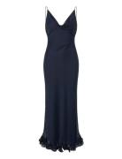Chiffon Ruffle Slip Dress Maxikjole Festkjole Navy ROTATE Birger Chris...
