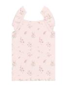 Classic Print Rib Top Tops T-shirts Sleeveless Pink Gugguu