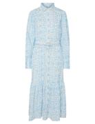 Yasvips Ls Long Shirt Dress S. Knelang Kjole Blue YAS