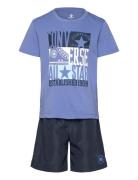Ws-Woven Short Set Sets Sets With Short-sleeved T-shirt Blue Converse