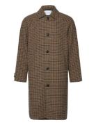 Michael Houndstooth Wool Coat 3.0 Ullfrakk Frakk Brown Les Deux
