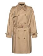 Double-Breasted Cotton-Blend Trench Coat Trench Coat Kåpe Beige Lauren...