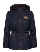 Crest-Patch Quilted Hooded Jacket Vattert Jakke Navy Lauren Ralph Laur...