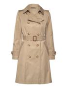 Double-Breasted Cotton-Blend Trench Coat Trench Coat Kåpe Beige Lauren...