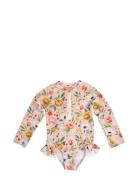 Vilje – Uv-Dragt 3-4 År – Ocean Blossom Badedrakt Badetøy Pink Filibab...