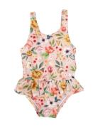 Eva – Badedragt 1-2 År – Ocean Blossom Badedrakt Badetøy Pink Filibabb...