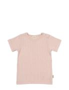 T-Shirt S/S Pointelle Tops T-shirts Short-sleeved Pink Petit Piao