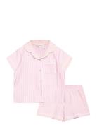 Striped Cotton Short Pyjamas Pyjamas Sett Pink Mango