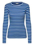 2X2 Cotton Stripe Tuba Tee Ls Tops T-shirts & Tops Long-sleeved Blue M...