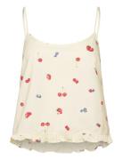 Cami Woven Ruffle Fruit Topp Cream Hunkemöller