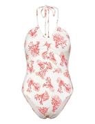 Misty Ruched Halterneck Swimsuit Badedrakt Badetøy White Malina