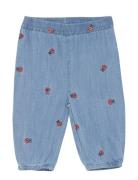Pants Emb. Chambray Bottoms Jeans Regular Jeans Blue Minymo