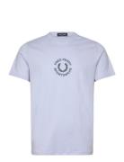 Sportswear Graphic Tee Tops T-shirts Short-sleeved Blue Fred Perry