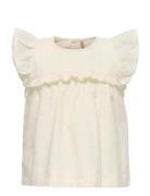 Kmgmargot Life S/L Embroidery Top Wvn Tops T-shirts Sleeveless White K...
