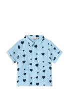 Love Ss Shirt Tops Shirts Short-sleeved Shirts Blue Fliink