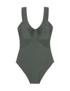 Saint Tropez Shaping Swimsuit Badedrakt Badetøy Khaki Green Dorina