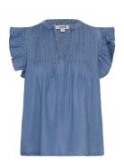 Gemala-M Tops Blouses Sleeveless Blue MbyM