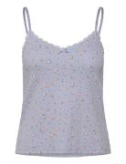 Cami Pointelle Lace Flower Topp Blue Hunkemöller