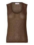 Slfhennah Sl Knit Structure Top Tops T-shirts & Tops Sleeveless Brown ...