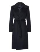 Belted Wool-Blend Wrap Coat Ullfrakk Frakk Black Lauren Ralph Lauren