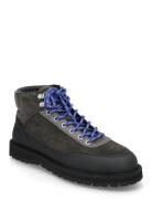 Olaf Lace-Up Boot - Charcoal Suede Støvletter Med Snøring Blue Garment...