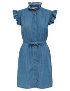 Onlshania S/L Frill Dnm Dress Akm Kort Kjole Blue ONLY