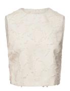 Textured Crop Top Tops Crop Tops Sleeveless Crop Tops Cream Mango