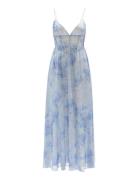 Elias Printed Maxi Dress Maxikjole Festkjole Blue Bardot