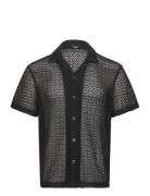 Sterling Tops Knitwear Short Sleeve Knitted Polos Black Reiss
