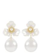 Snö Icon Flower Ear G/White - Accessories Jewellery Earrings Studs Whi...
