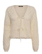 Knitted Crochet Cardigan Tops Knitwear Cardigans White Gina Tricot
