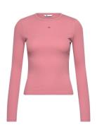 Tjw Slim Essential Rib Ls Tops T-shirts & Tops Long-sleeved Pink Tommy...