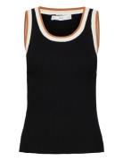 Knitted Top With Contrast Details Tops T-shirts & Tops Sleeveless Blac...
