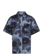 Over D Short-Sleeved Cotton Poplin Shirt Tops Shirts Short-sleeved Blu...