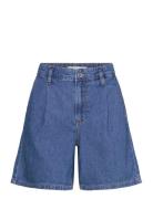 Mid-Rise Denim Bermuda Shorts With Pleats Bottoms Shorts Denim Shorts ...