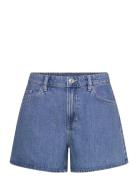 High-Waisted Straight-Fit Denim Shorts Bottoms Shorts Denim Shorts Blu...