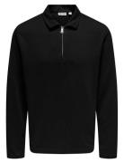 Onsnewkodyl Reg Half Zip Polo Sweat Vd Tops Polos Long-sleeved Black O...