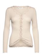 Rwbabette Ls V-Neck Regular Lace Ca Tops Knitwear Cardigans Cream Rose...