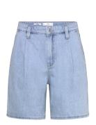 Mid-Rise Denim Bermuda Shorts With Pleats Bottoms Shorts Denim Shorts ...
