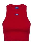 Baby Tank_B Tops Crop Tops Sleeveless Crop Tops Red HUGO BLUE
