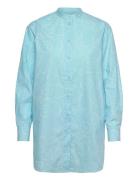 Rohkea Piirto Unikko Tops Shirts Long-sleeved Blue Marimekko